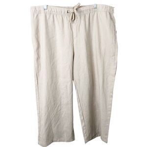 Architect NWT Women's Linen Blend Pull On Cropped Pants in Sandstone Size XL